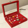 Custom Logo Transparent Window Velvet Ring Earring Necklace Medal Display Storage Jewelry Box