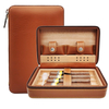 Custom Portable Travel Leather Humidor Cigar Case Bag Humidor Cedar Wood Gift Box For 4 Cigars
