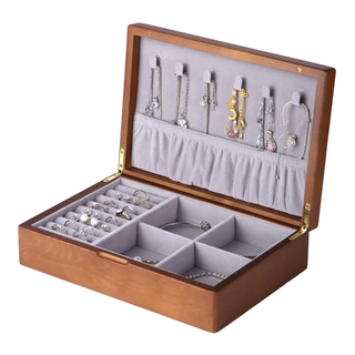 Wholesale Handmade Luxury Wooden Walnut Large Jewelry Box Organizer Wood Jewellery Earring Ring Watch Necklace Girl Gift Case