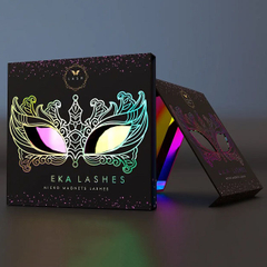 Rainbow Mask Black Eyelash Packaging Box Custom Full Strip Eyelashes Magnetic Box Laser Stamping Own Logo Lash Box