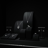 Black MDF Exhibition Watch Ring Necklace Holder Stand Microfiber Suede Watch Display For Store Cabinet