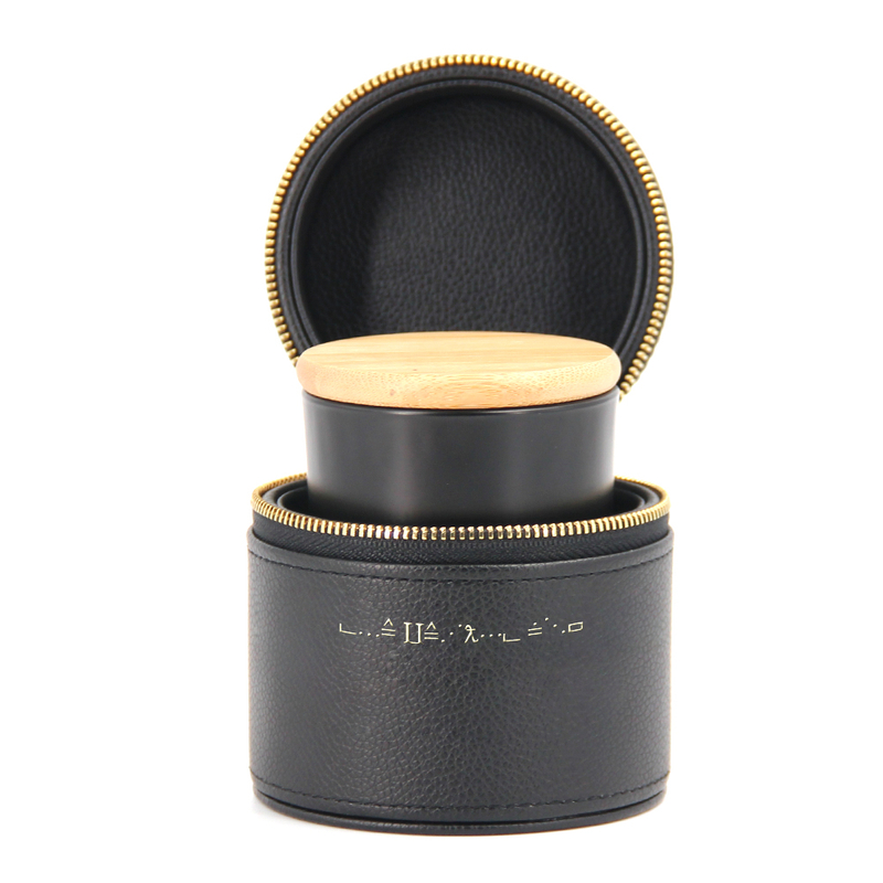 Manufacturer Custom Logo Luxury Unique Handmade Cardboard Round PU Leather Glass Candle Jar Gift Packaging Tube Box With Zipper