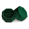 Hexagonal Green Velvet Single Ring Box Ring Gift Box Supplier for Wedding 