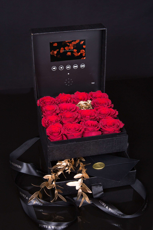 Luxury 4.3 Inch Lcd Screen Rigid Box Ring Jewelry Rose Flower Packaging Custom Video Gift Box With Drawer