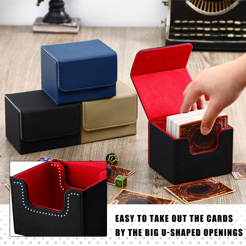 Custom Flap Storage Outdoor Trading Yugioh Tarot Playing Holder Sidewinder Flip PU Leather Deck Cards Collection Box with Magnet
