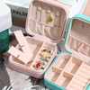 Wholesale Custom Logo Pu Leather Trinket Small Square Ring Jewelry Boxes Organizer Zipper Travel Earring Jewellery Necklace Case