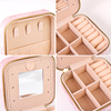 Small Portable Plush Velvet Travel Jewelry Organizer Box with Mirror for Women Girls Rings Earrings Necklaces Bracelet