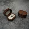 Luxury Oval Walnut Wood Ring Box Wedding Double Couple Ring Jewelry Box Gift Packaging