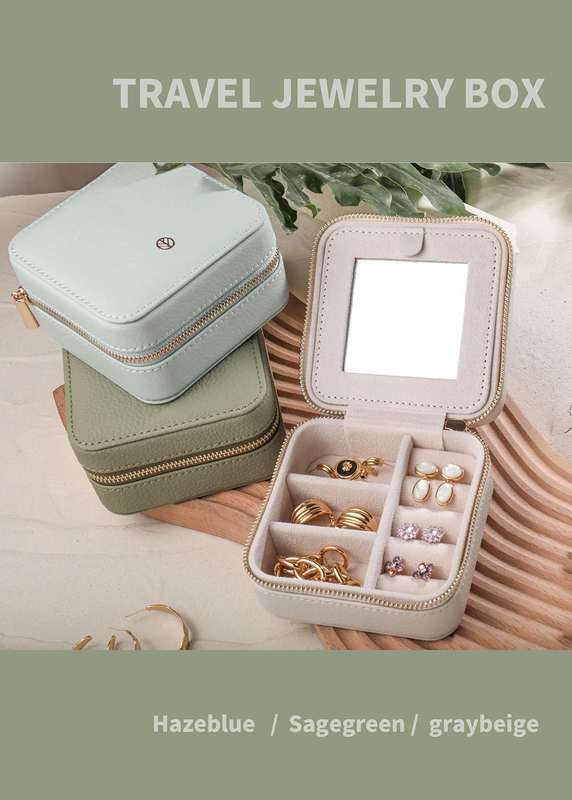 Wholesale Portable PU Leather Ring Earring Necklace Jewelry Case Travel Jewelry Organizer Storage Box With Zipper
