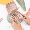 Wholesale Custom Square Velvet Travel Jewelry Case Portable Ring Earring Necklace Jewelry Storage Organizer Box With Zipper