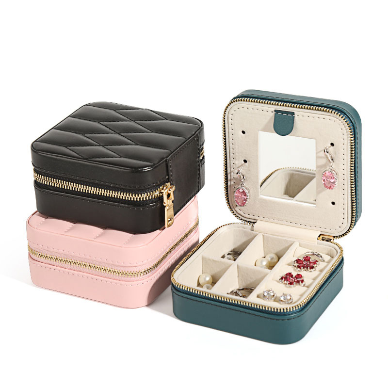 Hot Sale Women Girls Earrings Ear Stud Box Organizer Portable Jewelry Storage Case Pu Leather Small Travel Jewelry Boxes