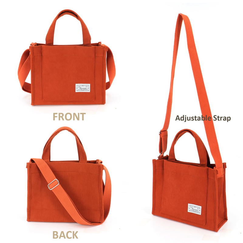 Wholesale Ladies Corduroy Zipper Shoulder Bag Small Casual Tote Bag Retro Shopping Bag