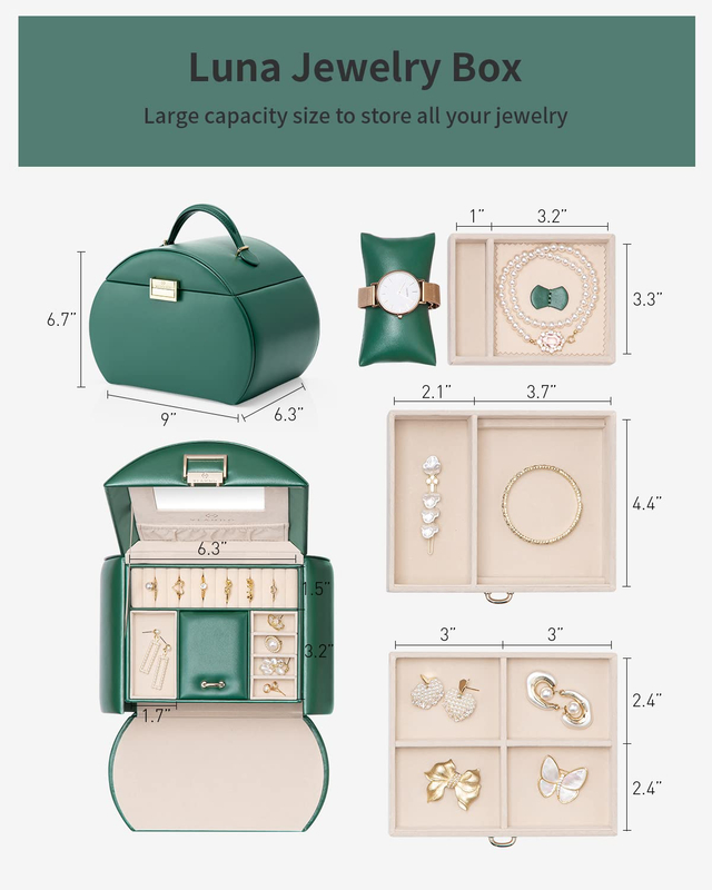 Custom Portable Multi-function PU Leather Travel Jewelry Organizer Case Earring Necklace Ring Bracelet Holder Jewelry Storage Box