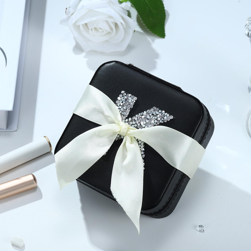 Christmas Gifts for Women Girls - Small Travel Jewelry Case Organizer Initial Jewelry Box Personalized