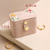 Embroidery Flowers Ring Storage Case Square Velvet Small Jewelry Box Ring Box Custom Mini Travel Organizer Jewelry Box