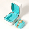 New Style White Blue PU Leather Watch Boxes Display Men Women Watch Portable Packaging Box Zipper Closure With Pillow Insert