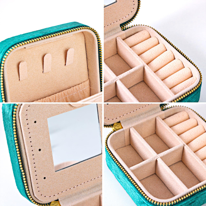 Wholesale Earring Ring Necklace Bangle Jewellery Organizer Case Mirror Square Velvet Travel Jewelry Boxes