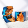 Unfinished Wooden Jewelry Box Bulk Treasure Wood Box Dark Wedding Wooden Ring Box With Epoxy Resin Ring Holder