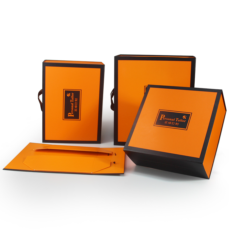 Wholesale Premium Luxury Cardboard Paper Orange Folding Wig Extension Magnetic Gift Packaging Box Customized