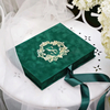 Luxury Green Velvet Hardcover Box Clear Acrylic Wedding Invitations Custom Color Wedding Cards for Guest