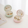 Ready Stock Wholesale Creative Portable Handbag Necklace Ring Jewlery Box Pu Leather Round Small Storage Jewelry Box