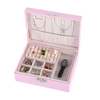 PU Leather Two-Layer FORTE PU Leather Two-Lay Display Storage Case Pink Earrings Bracelet Necklace Jewelry Travel Case Box