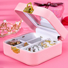 Custom Logo Handmade Trinket Small Travel Jewelry Box Square PU Leather Necklace Earring Ring Jewellery Organizer Gift Case