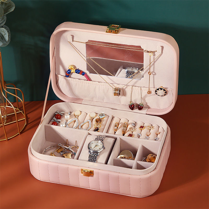 Mini Travel Jewelry Organizer Box Portable PU Leather Girl Storage Case Earring Ring Necklace Jewelry Organizer Case