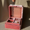 Golden Pattern Jewelry Box Travel Custom Logo Embroidery Velvet Necklace Earring Packaging Box 