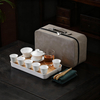 Portable Tea Set Bag Grey Leather Case Teacup Box China Manufacturer