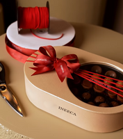 Oval Chocolate Box paper food packaging box custom round leather ramadan birthday cake chocolate gift boxes with ribbon
