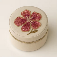 Flowers Sequin Embroidery Jewelry Box Custom Logo Velvet Ring Earring Boxes Organizer Personalized Travel Jewelry Bracelet Box