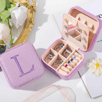 Custom Logo Pu Leather Suede Portable Travel Jewelry Case Organizer Packaging Boxes