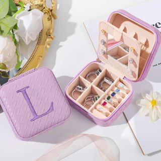 Custom Logo Pu Leather Suede Portable Travel Jewelry Case Organizer Packaging Boxes