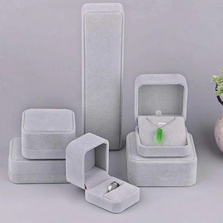 Custom Gray Velvet Earring RingJewelry Box Set Supplier