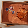 Custom Velvet Embroidered Floral Motif Wooden Jewelry Display Tray