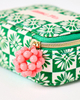 Zipper White Floral Chequerboard Pattern Ring Jewelry Box Organizer Travel Fabric Embroidery Polyester Bracelet Necklace Box
