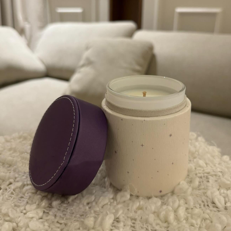 Luxury Small Flower Patterned Candle Jar Box Pu Leather Packaging Scented Candle Set Boxes Giveaways Gift Box for Candles