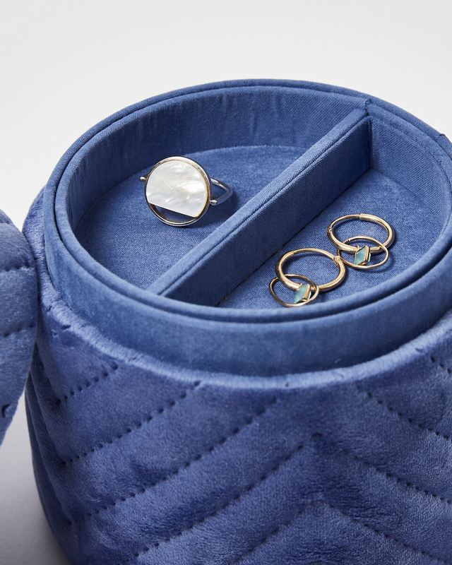  Blue Velvet Round Lidded Trinket Box Fabric Velvet Soft-touch Ring Watch Necklace Earring Set Box Jewelry Pendant Box Packaging