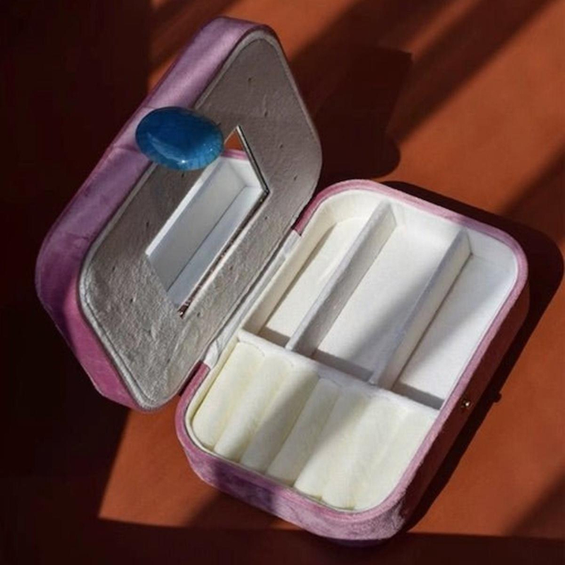 Pebbles Embellished Velvet Jewelry Box