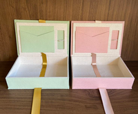 Personalized Linen Photo Souvenir Packaging Box Flip Photo Box with Bow Ribbon Organizer Storage Photo Usb Gift Box