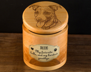 Personalized Lid Design Pet Box Packaging Custom Wood Dog Urns for Ashes Handmade Pet Memorial Cremation Box with Photo Pawprint