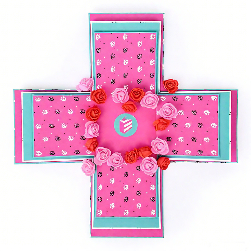 Custom Square Metal Handle Cake Paper Box Wedding Birthday Christmas Empty Chocolate Candy Cake Explosion Gift Box with Logo