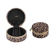 Leopard Pattern Bracelet Jar Box Storage Packaging Custom Velvet Brand Women Earrings Zipper Jewelry Collectible Gift Box