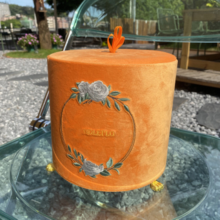  Round Jewelry Decorative Storage Boxes Wedding Candle Packaging Gift Box Custom Velvet Embroidery Baby Jewelry Storage Box