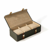Brown Leather Travel Watch Box Gold-tone Clasps Women Jewelry Watch Box Soft Interior 3 Slots Organizer Luxury Case with Logo