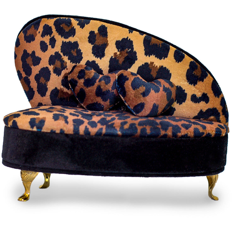 Pink Leopard Sofa Animal Print Heart Plush Jewelry Box Gift Ring Holder Mirror Luxury Velvet Earring Necklace Packaging Box