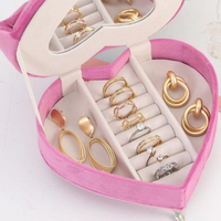 Heart Shaped Sofa Earring Ring Jewellery Organiser Valentine's Day Gift Portable Velvet Luxury Bracelet Necklace Sofa Jewelry Box