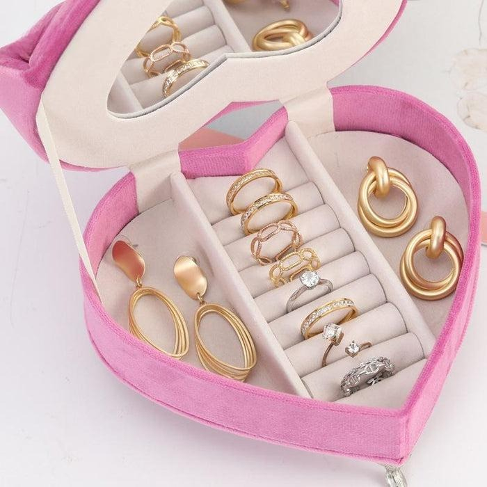 Heart Shaped Sofa Earring Ring Jewellery Organiser Valentine's Day Gift Portable Velvet Luxury Bracelet Necklace Sofa Jewelry Box