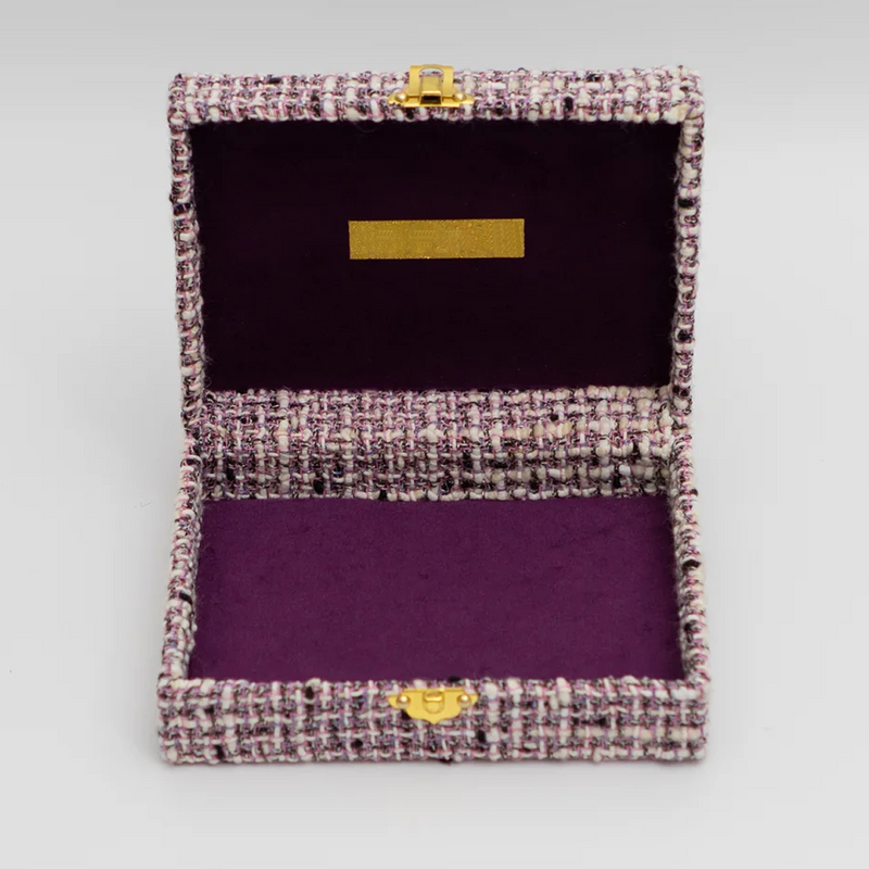 Custom Glasses Box Hair Accessories Box Lilac Soft Tweed Fabric Quilting Sunglasses Decoration Packaging Box with Logo